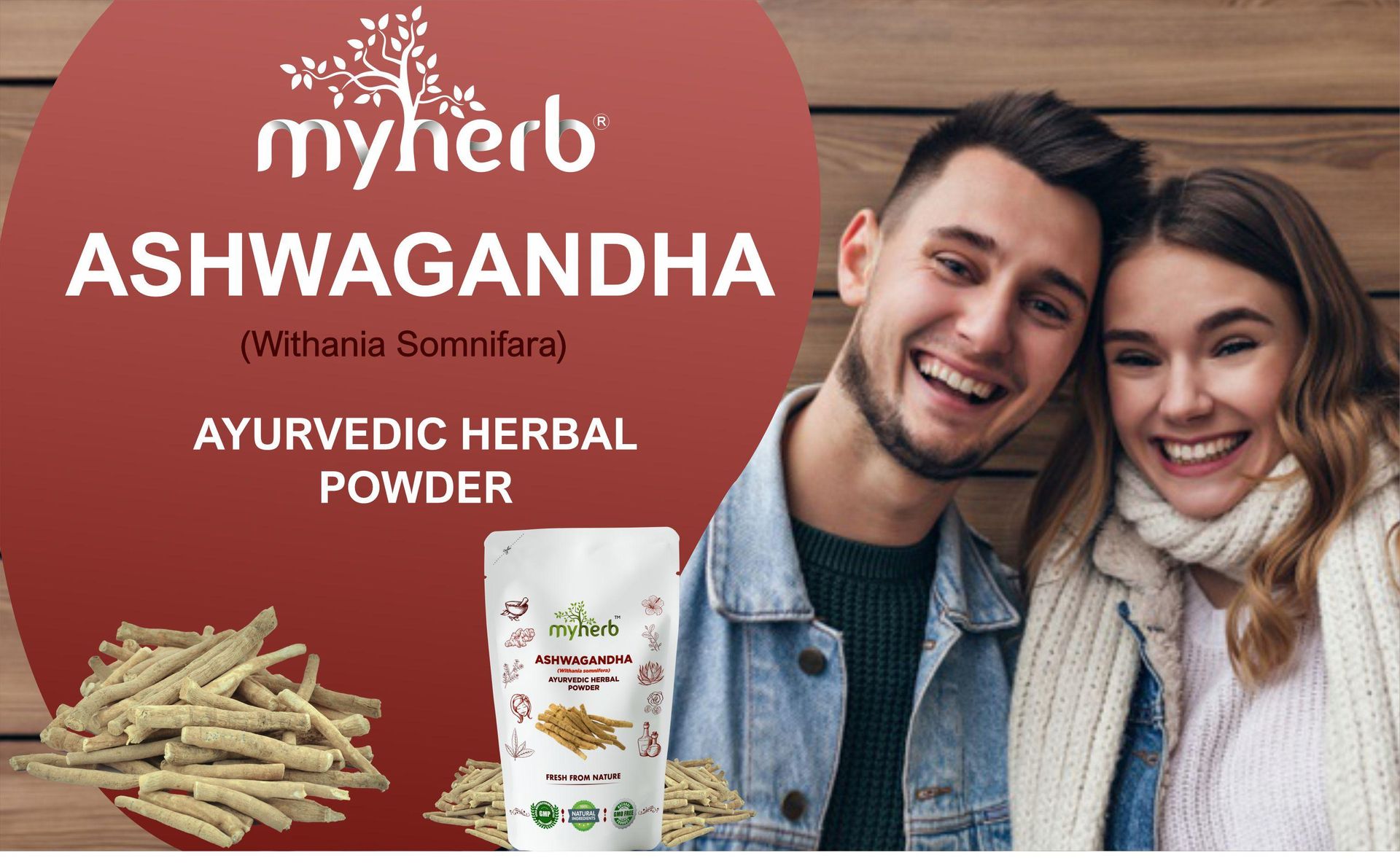 MYHERB 100% Pure Natural Organic Ashwagandha Powder || 227 Gm || Withania Somnifera || Ayurvedic Formula || Support for Stress-free Living- For Men And Women