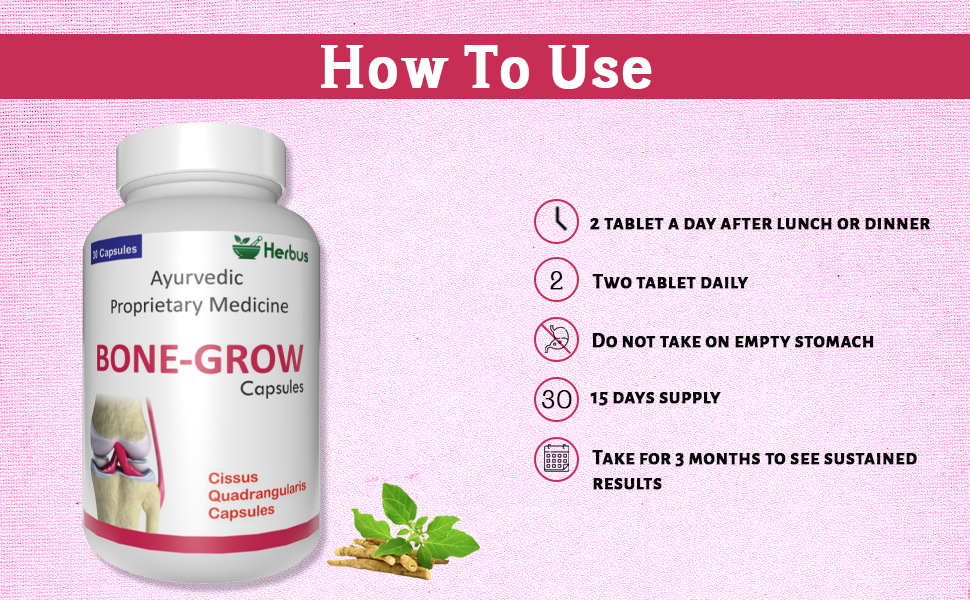 Bone Grow | Enriched with 4 Ayurvedic herbs | 100% Natural - 30 Capsule