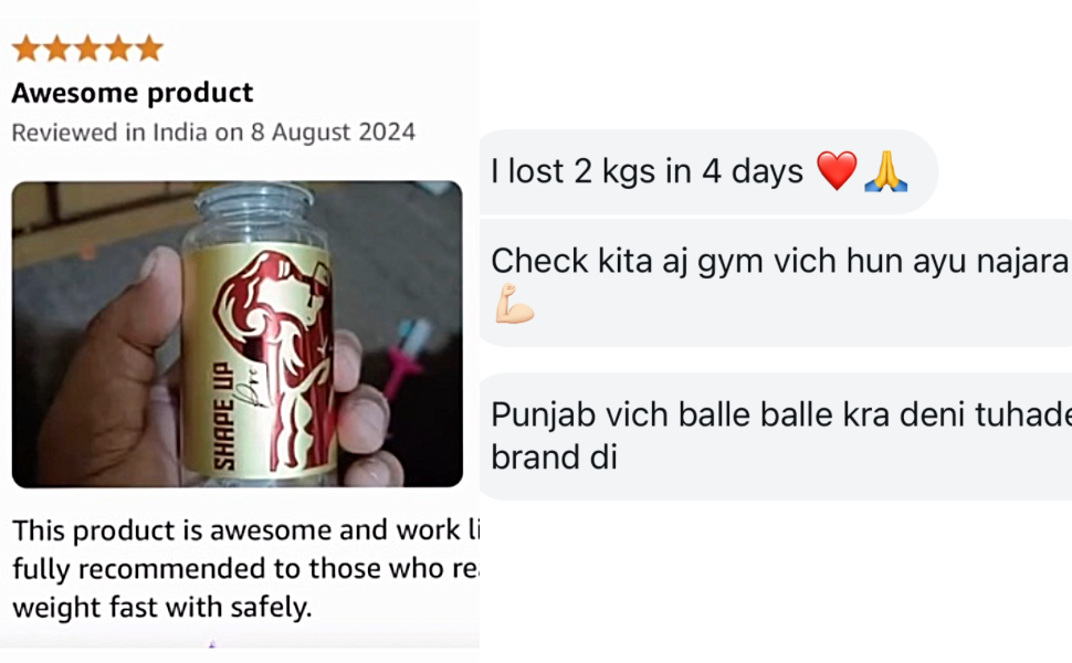 Shape Up Weight Loss Capsules | Natural Fat Burner Supplement with Acetyl L Carnitine For Men & Women | FSSAI Certified | Supports Metabolism & Reduces Cravings Appetite | 60 Veg Capsules