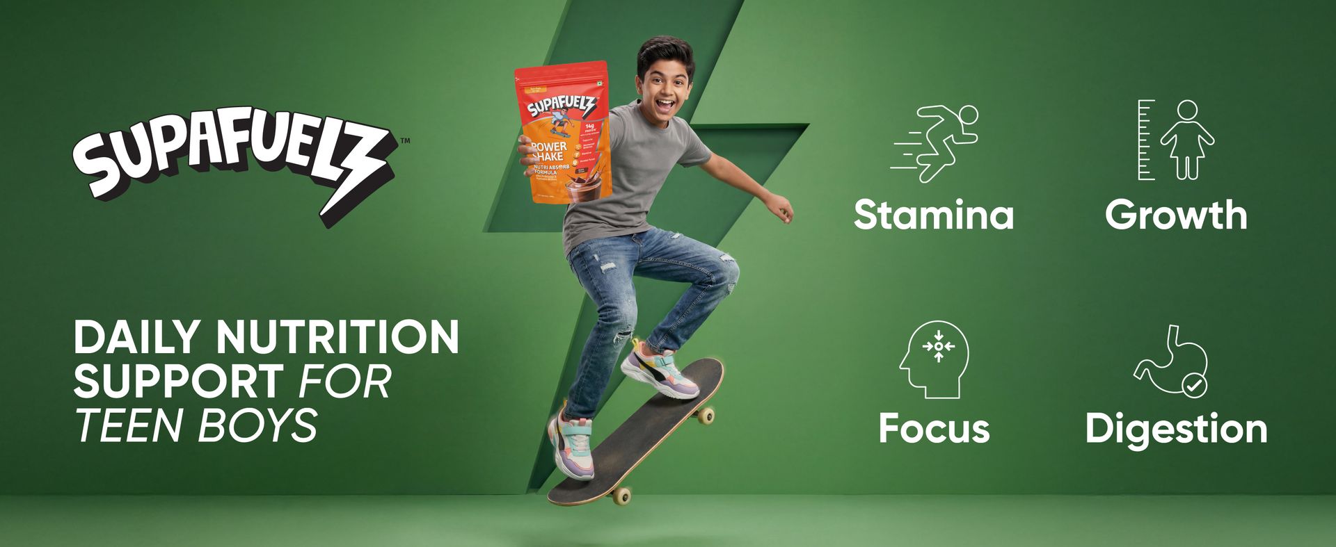 Power Shake Teen Boys + Teen Girls 13+ Yrs (2 x 400g) | Combo Pack |Height & Strength Drink | 14g Protein, 33 Nutrients, Probiotics & Ayurvedic Actives | Daily Nutrition Drink supports Height, Strength & Focus | Chocolate 800g | Safe Nutrition Drink For Teens