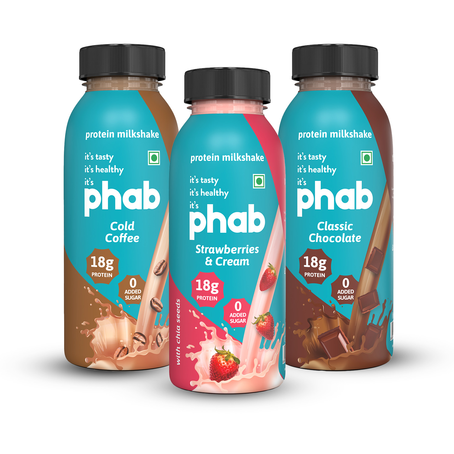 Phab Assorted Protein Bars (Chocolate, Mocha, Strawberry) 11g Protein, No Added Sugar | High Fibre, Trans Fat-Free & No Preservatives | Healthy & Tasty | GMO Free (Pack of 6 x 35g)