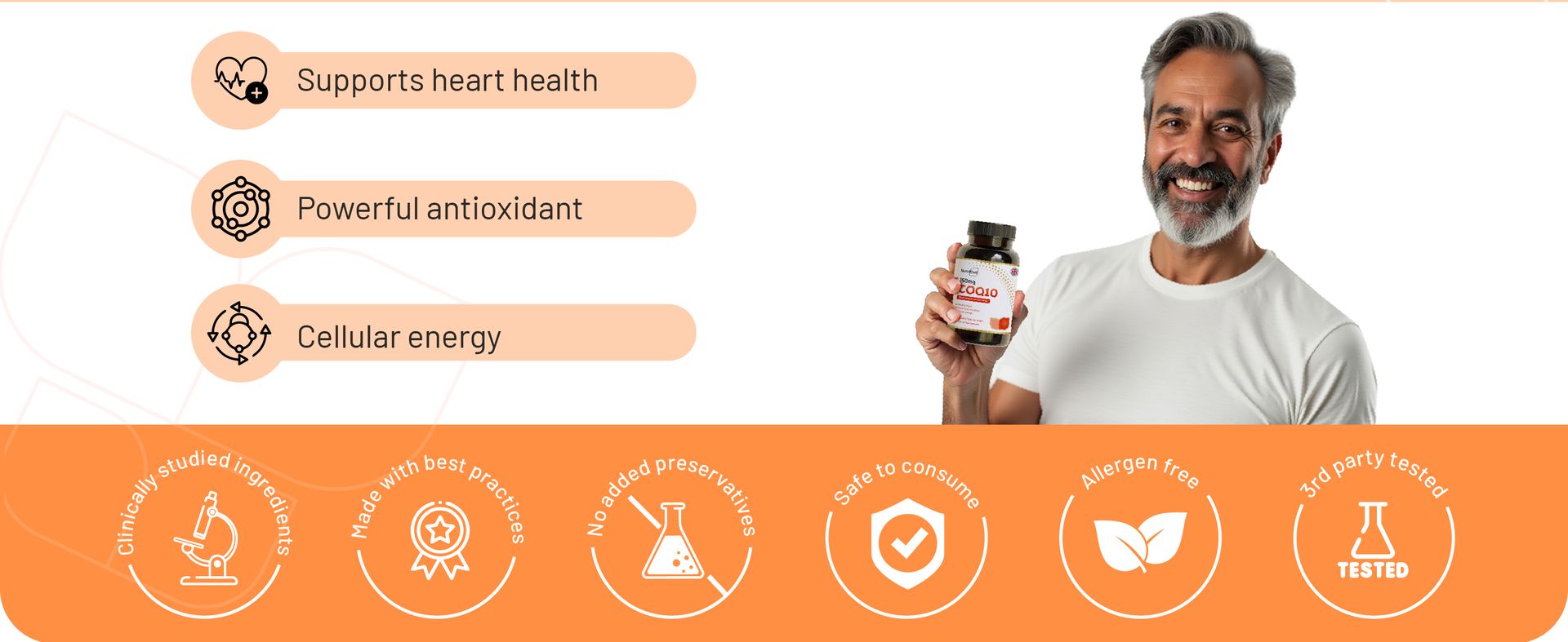 CoQ10 Capsules – Coenzyme Q10 150mg with Black Pepper for Better Absorption | CoQ10 Supplement for Heart Health Energy & Antioxidant Support | CoQ10 Supplements | 45 Capsules