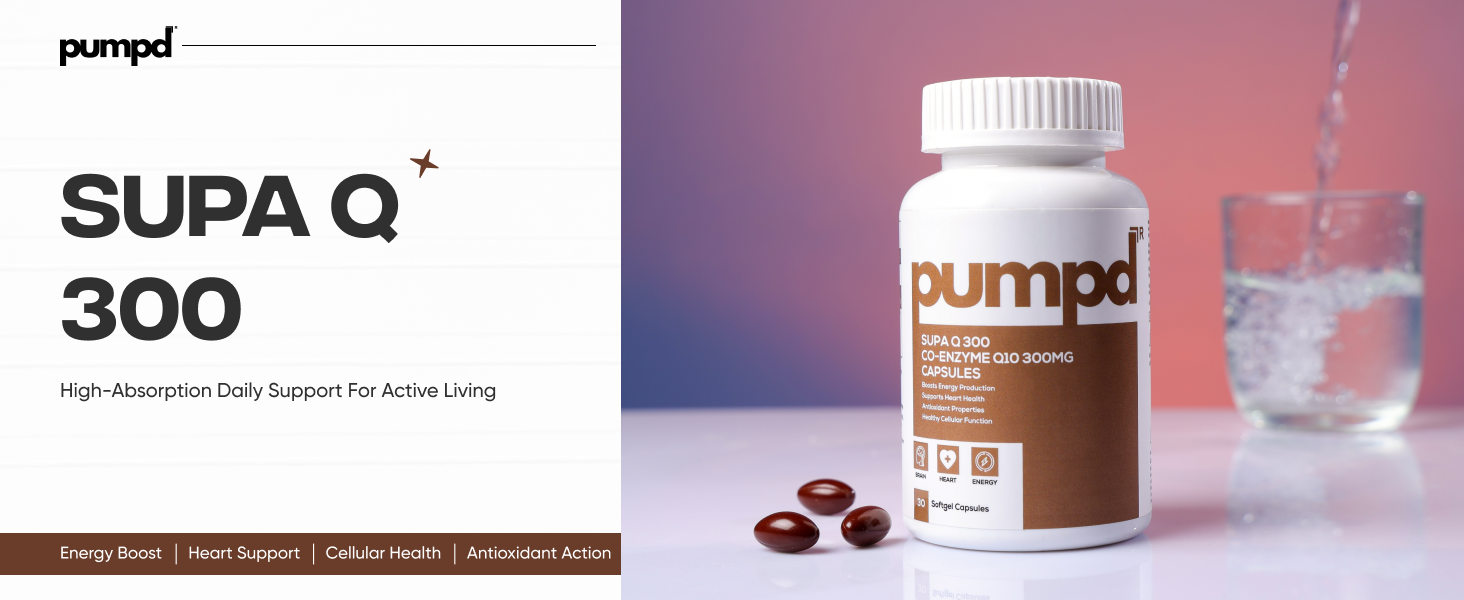 Pumpd SUPA Q 300mg, CoenzymeQ10 (CoQ10) - Ubidecarenone 30 Softgel Capsules