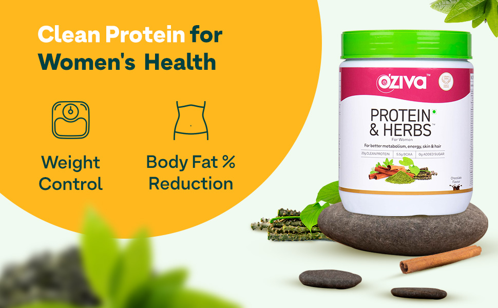 OZiva Protein & Herbs for Women, No Added Sugar, Vanilla Almond, 400g