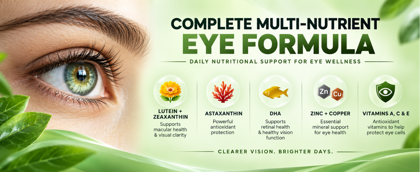 Nutrasium Eye Care Supplements | Lutein, Zeaxanthin Astaxanthin for healthy vision | Reduces digital eye strain & fatigue | Blue light filter | Copper< Zinc, DHA, Vitamin A | 60 Capsules