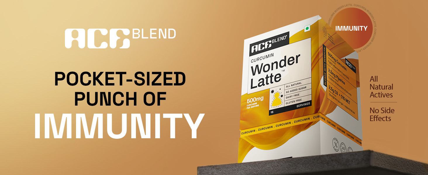 Ace Blend Curcumin WONDER LATTE | 15 Serves | Turmeric Extract | MCT powder | Bio Piperine | 100% Natural Cinnamon Flavour | High Immunity | Anti inflammation | Brain & Gut Health. Relish Cold/Hot