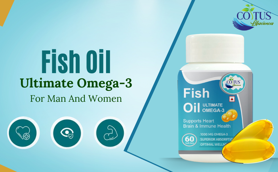 Fish Oil Capsules1000mg Omega 3 fatty acids 180mg EPA 120mg DHA Supplement For Men And Women, Supports Heart Brain, Immune Health, 60 Soft Gels Capsule