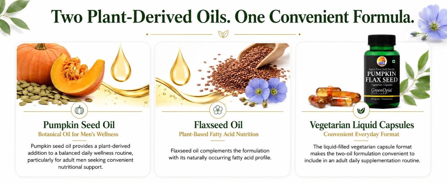 Pumpkin Seed Oil with Flaxseed Oil | 60 Veg Liquid Capsules