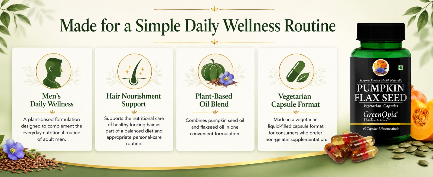 Pumpkin Seed Oil with Flaxseed Oil | 60 Veg Liquid Capsules