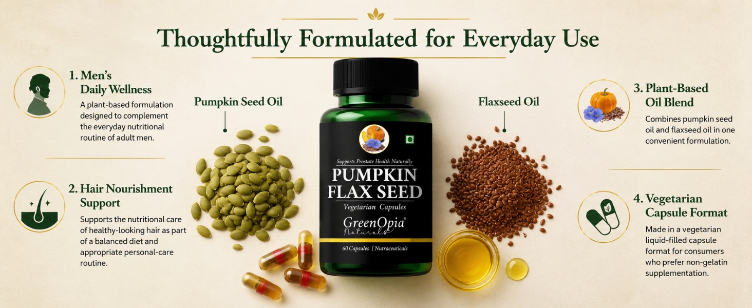 Pumpkin Seed Oil with Flaxseed Oil | 60 Veg Liquid Capsules