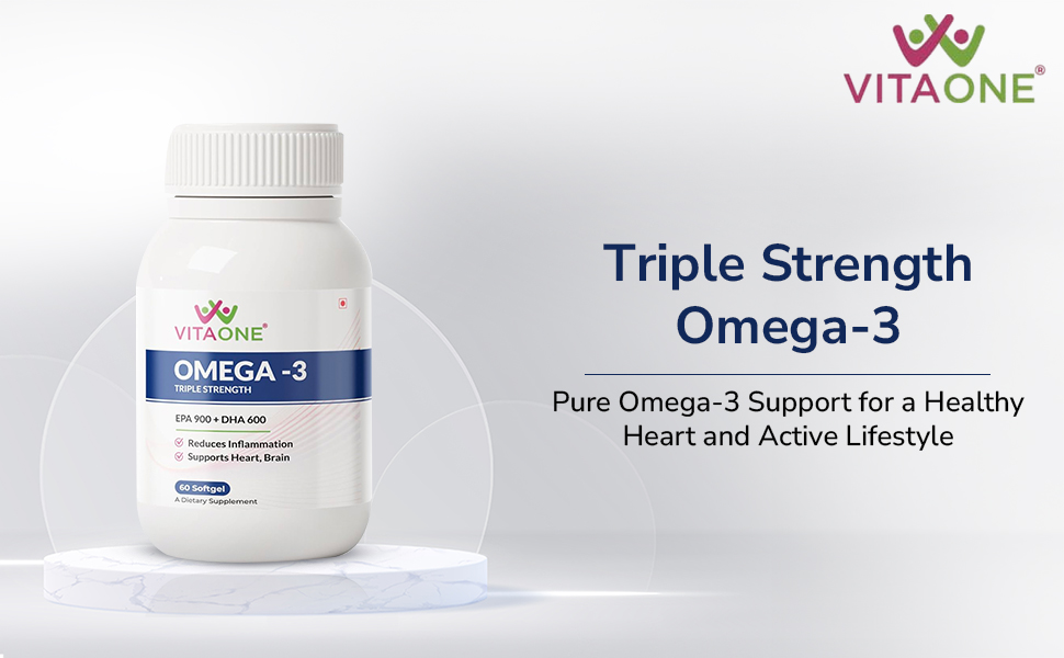 Triple Strength Omega-3 1250mg | Omega 3 Fish Oil 60 Softgels | 600mg DHA & 900mg EPA | No Fishy Aftertaste