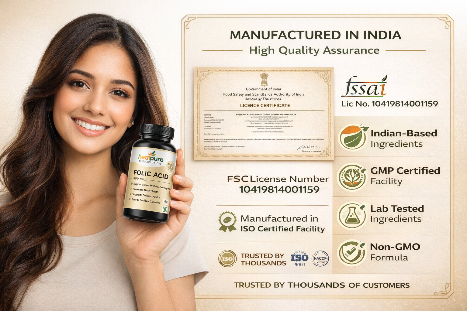 Folic Acid 400 mcg - 60 Capsules (Pack of 2)