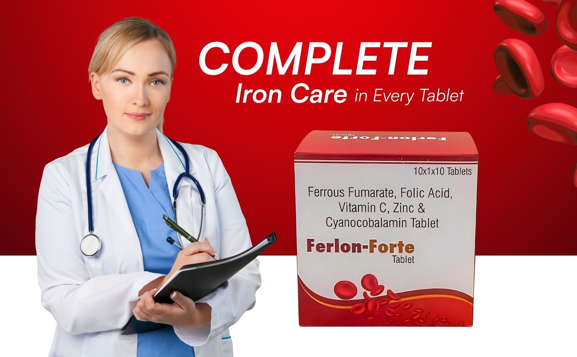 5-in-1 Daily Iron Support Formula | Combines Ferrous Fumarate, Folic Acid, Vitamin C, Zinc and Vitamin B12 in one tablet | Support normal haemoglobin formation, energy levels and overall wellness | The Ultimate Therapy for Iron Deficiency | Pregnancy & Lactation Support | Compensate Blood Loss During menses | Combat General Weakness | Boosts Energy & Immunity | 100 Veg Tablets