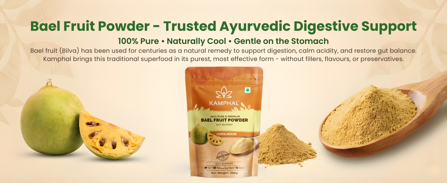 Bael Fruit Powder 200 gm for Acidity, Gas & Digestion | Bael Sharbat | 100% Pure Natural Bilva | Natural Cooling | Supports Loose Motions, IBS & Gut Health | No Sugar or Additives | Fine Mixable Powder