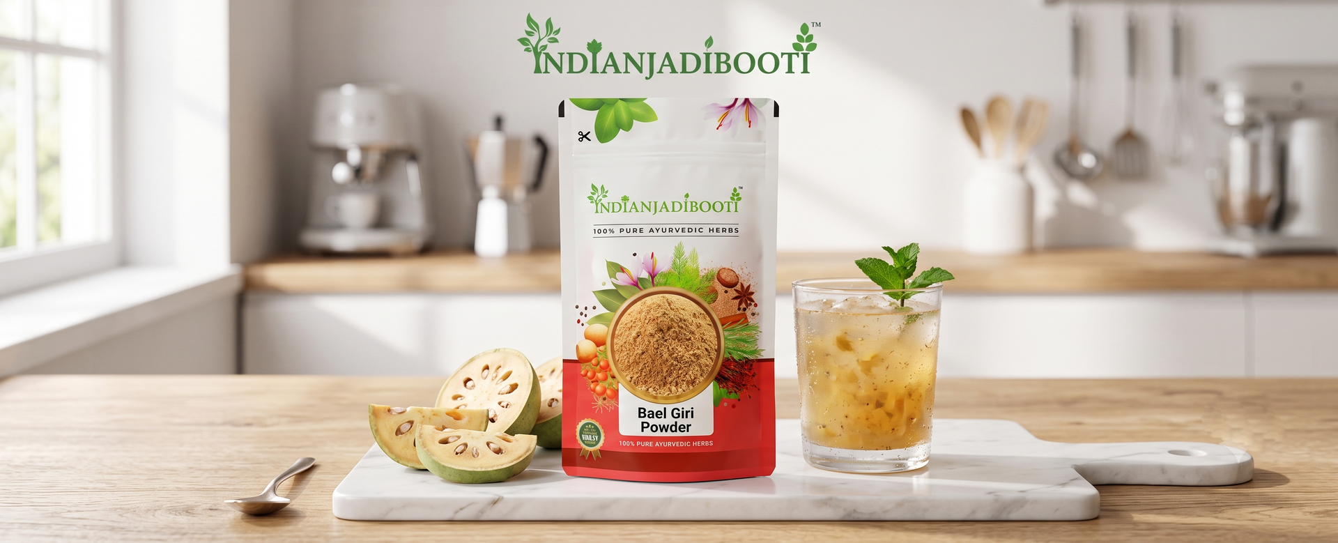 IndianJadiBooti Bael Pulp Powder | Stone Apple (Aegle Marmelos) | Natural Gut Cooler & Digestion Regulator | Ideal for Summer Sharbat, IBS & Stomach Acid | Wood Apple Fruit | 250g Pack of 2