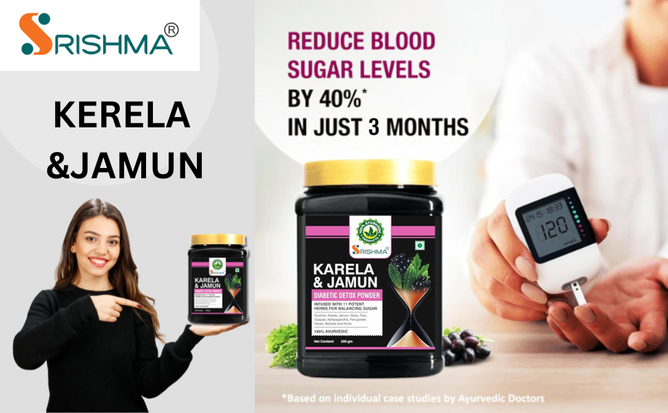 Karela, Jamun Diabetic Detox Powder | Infused with 11 Potent Herbs for Balancing Sugar | 100% Ayurvedic (200g)
