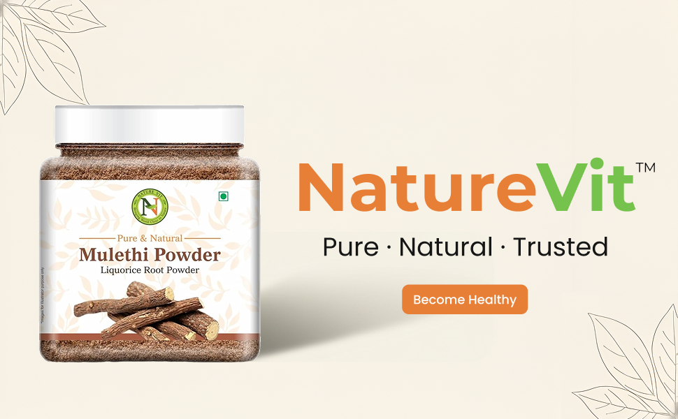 NatureVit Mulethi Powder 100g (Yashtimadhu) | Edible Licorice Powder for Skin Brightening, Hair Care & Digestion | Natural & Preservative-Free