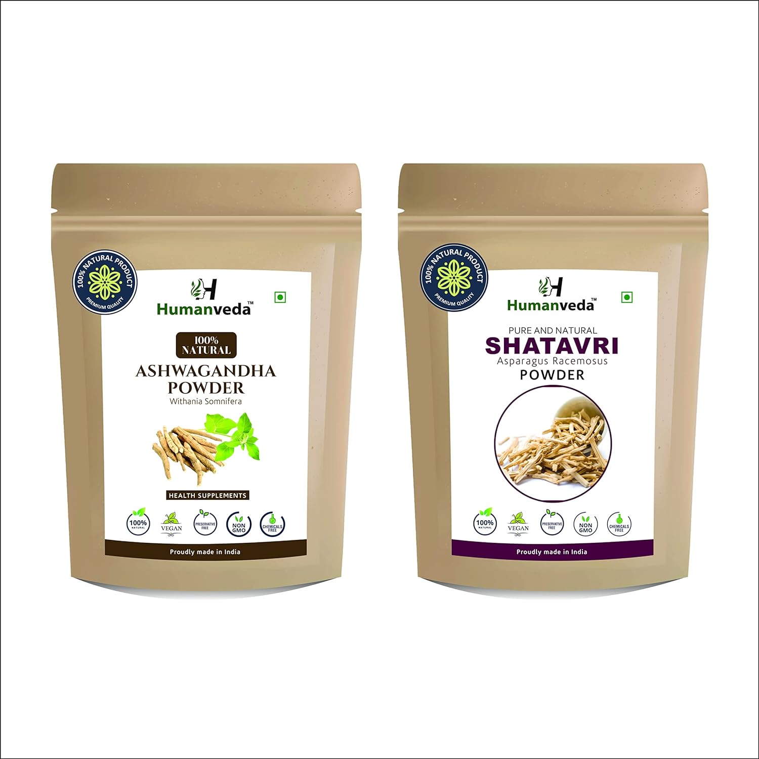 Natural Ashwagandha Powder and Shatavari Powder - For Immunity Booster, Womens & Mens Health Care, 100g Each (100 * 2=200g)