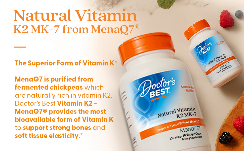 Doctor's BEST Natural Vitamin K2 MK7 Supplement, Non GMO, 60 Veg Caps