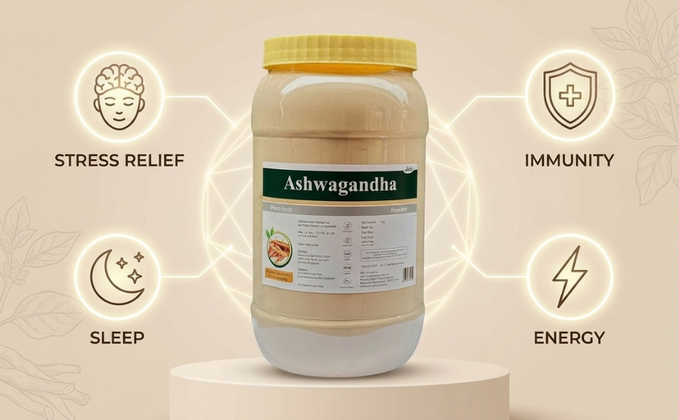 Jain Ashwagandha Powder 1kg – | Natural Stress Buster & Immunity Booster |100% Natural Herbal Supplement