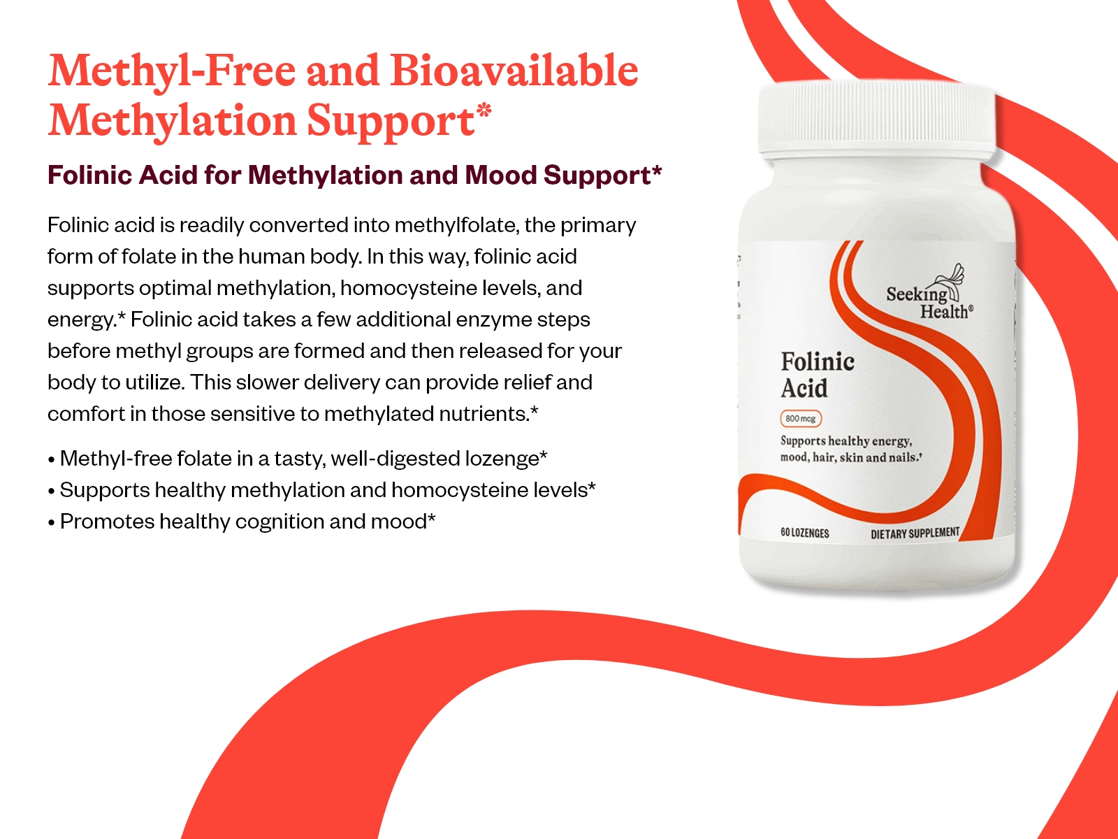 Folinic Acid Dietary Supplement 800 mcg, 60 tablets - Seeking Health