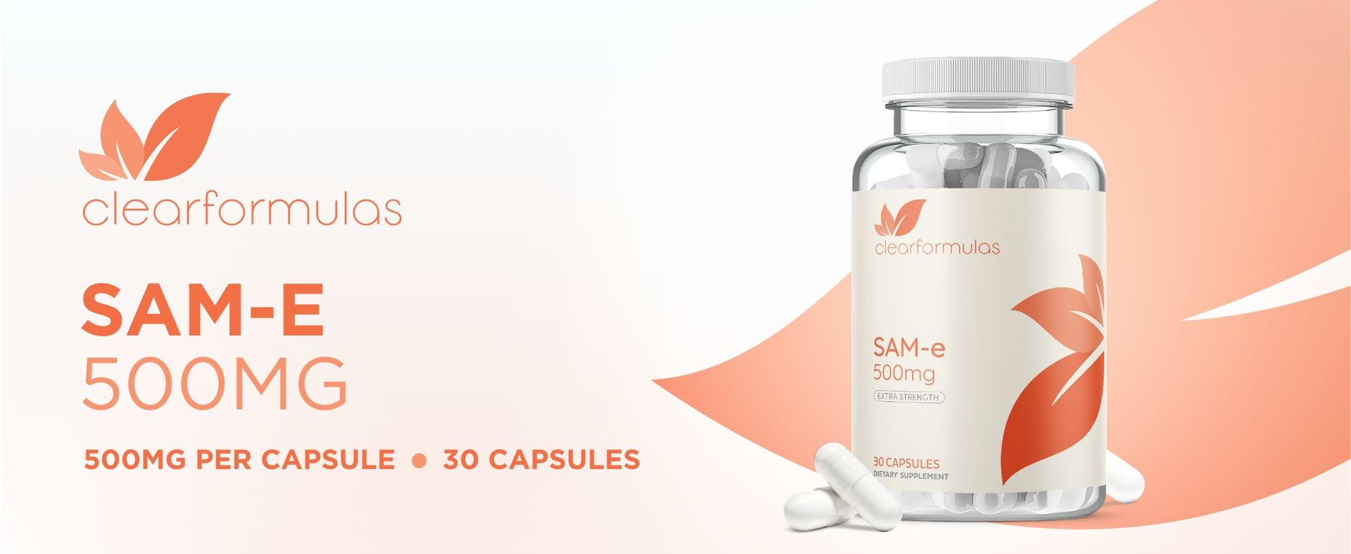 Clear Formulas Bioactive SAM-e 500mg - High Strength SAM-e Supplement with Biologically Active S,S Form for Liver and Mood Support - Vegan Non-GMO Preservative Free - Made in the US (60 Servings)
