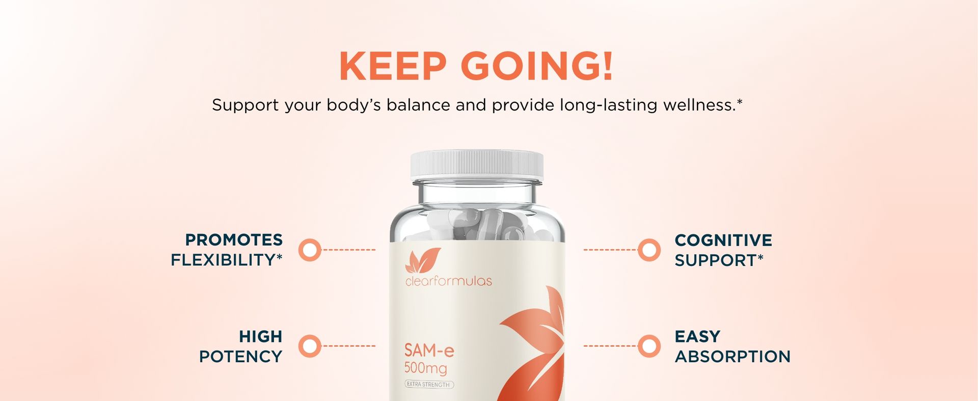 Clear Formulas Bioactive SAM-e 500mg - High Strength SAM-e Supplement with Biologically Active S,S Form for Liver and Mood Support - Vegan Non-GMO Preservative Free - Made in the US (60 Servings)