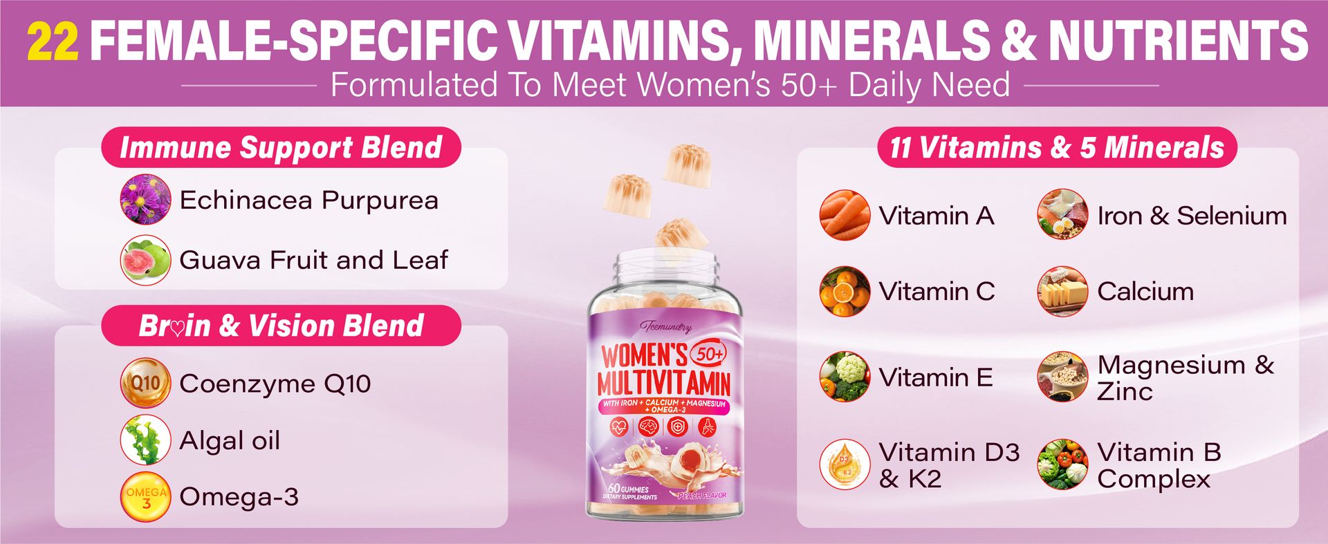 Multivitamin Gummies for Women 50 Plus - Methylated Multivitamin Gummy