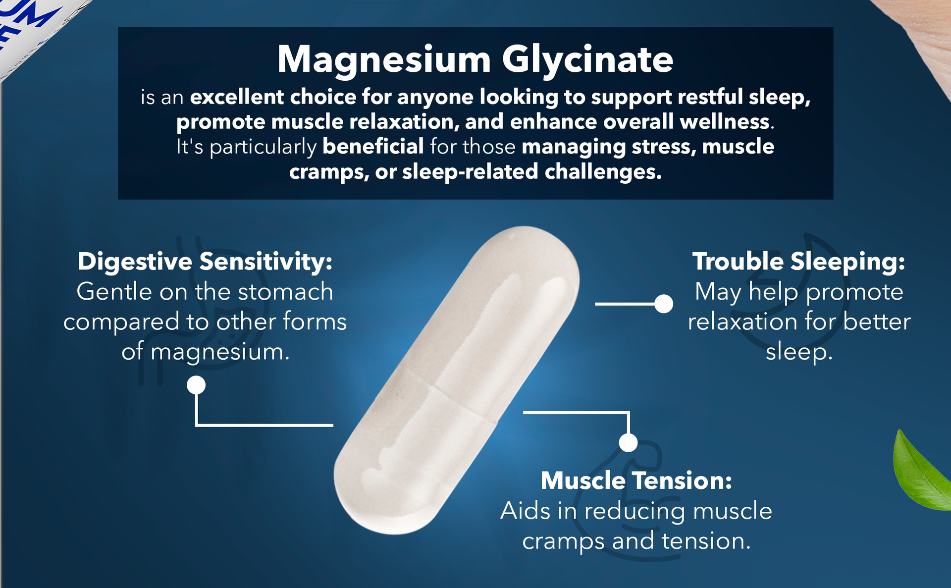 Magnesium Glycinate 400mg per Serving – High Absorption – Gentle on Stomach – Supports Sleep, Relaxation, Muscle, Bone & Immune Health – Non-GMO, Vegan, 180 Capsules