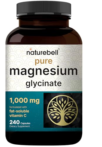 NatureBell Pure Magnesium Glycinate 1000mg Per Serving, 240 Veggie Capsules