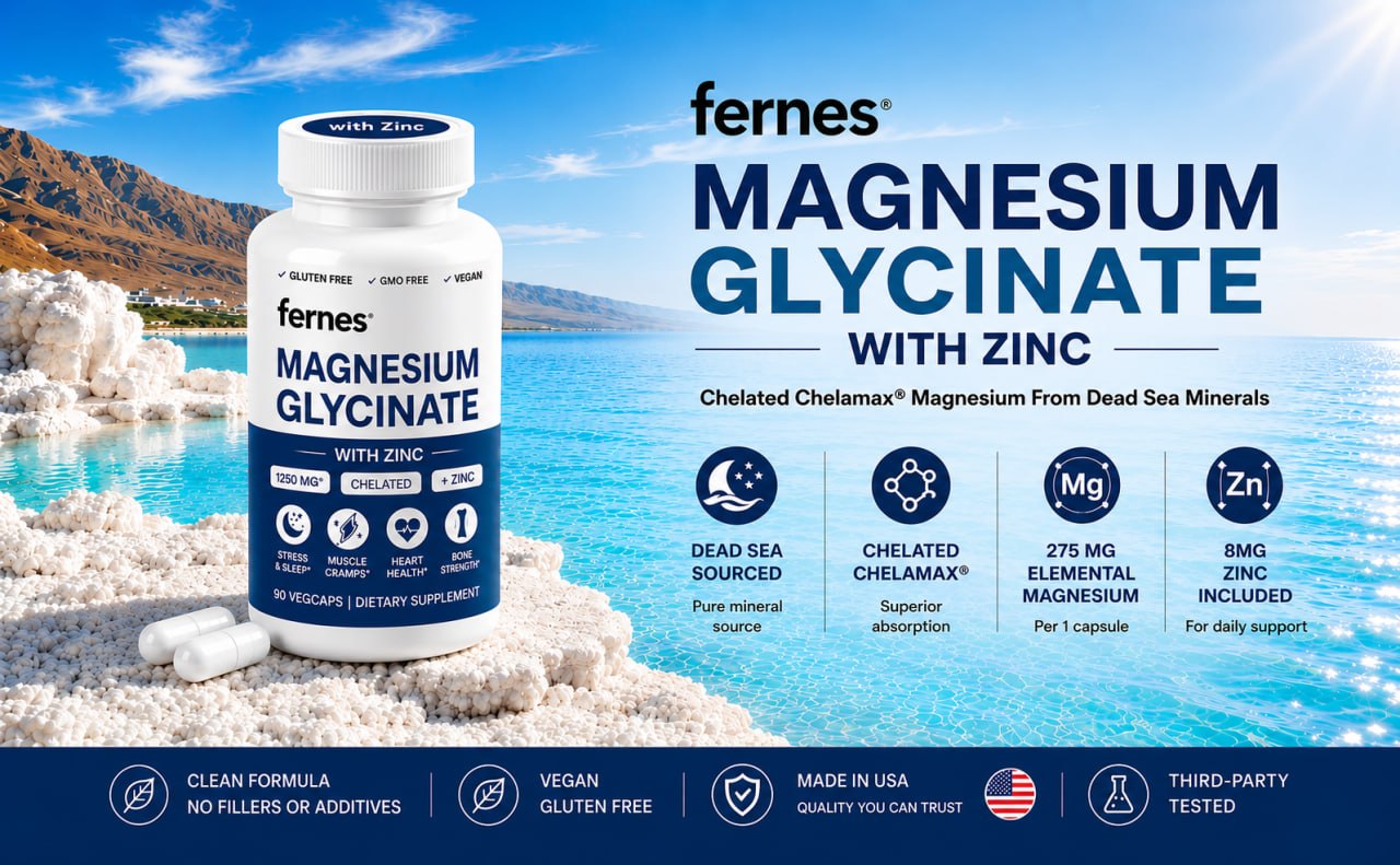 Magnesium Glycinate with Zinc - 275mg Elemental Magnesium + 8mg Zinc for Active Adults, Athletes & Anyone Under Stress Who Need Better Sleep, Muscle Recovery and Immune Support, 90 Capsules