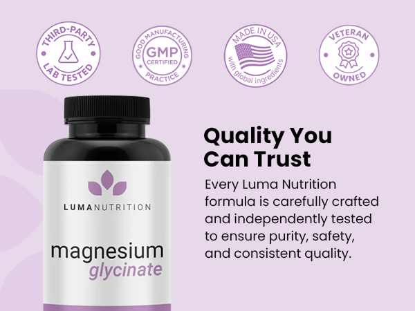 Luma Nutrition Magnesium Glycinate 1000mg Supplement - 60 Capsules