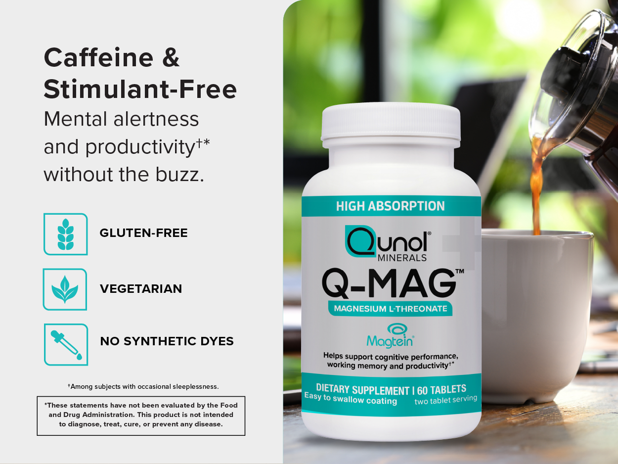Qunol Magnesium L-Threonate Tablet, 2000mg of Magtein, Vegetarian, 60ct