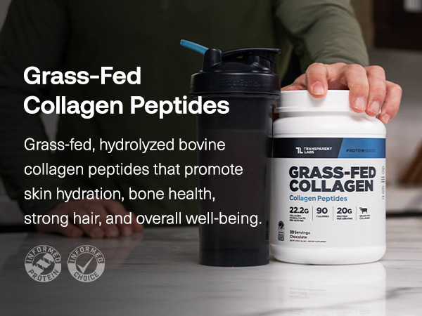Transparent Labs Grass-Fed Collagen Peptides - 30 Servings, Chocolate