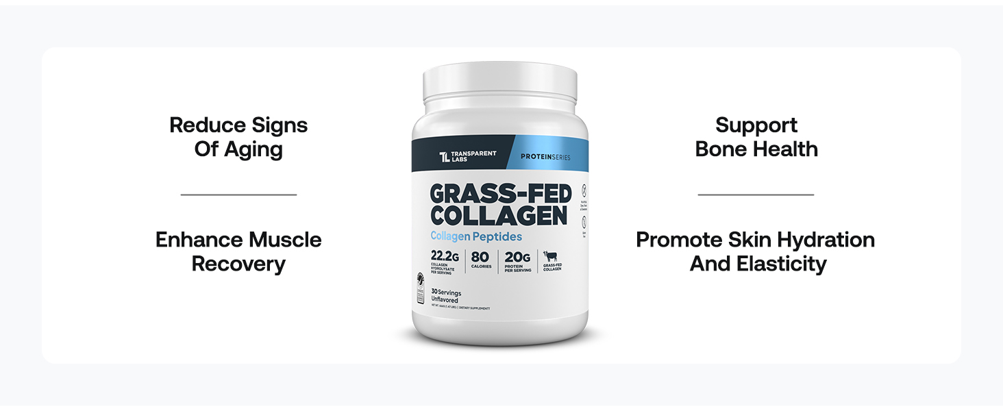 Transparent Labs Grass-Fed Collagen Peptides - 30 Servings, Unflavored