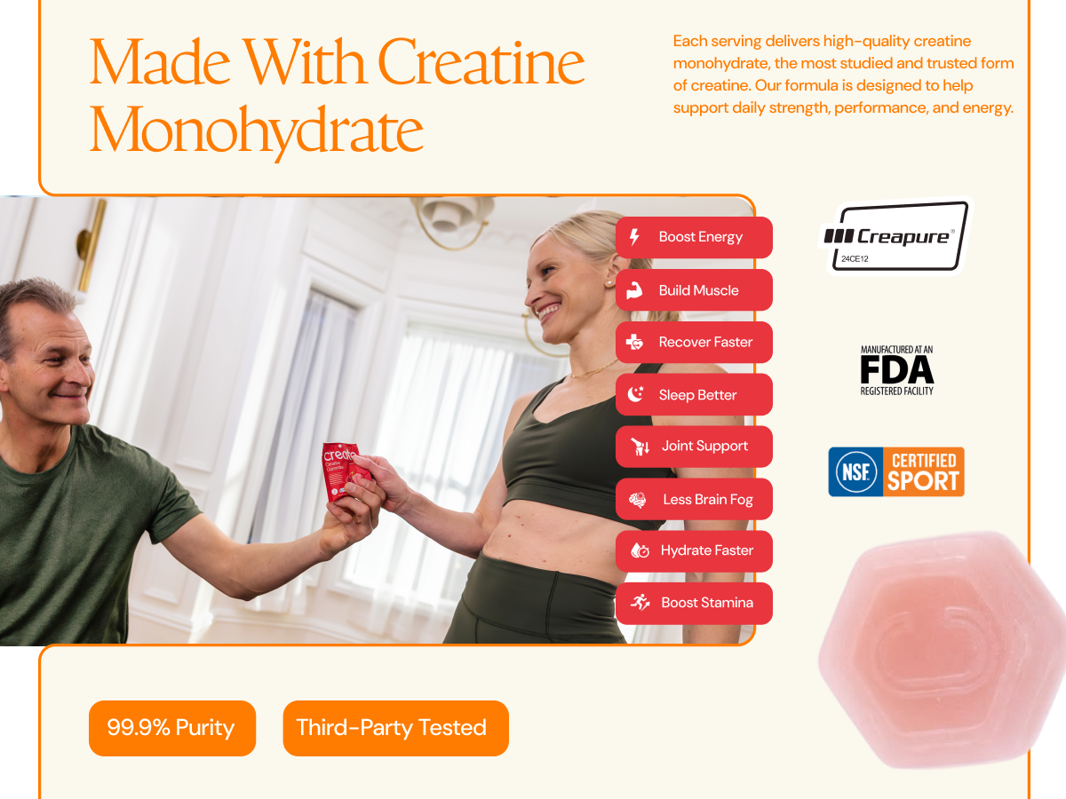 Create Creatine Monohydrate Gummies, 30 Single-Serve Packs, Orange
