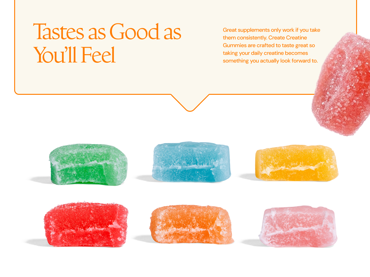 Create Creatine Monohydrate Gummies, 30 Single-Serve Packs, Orange