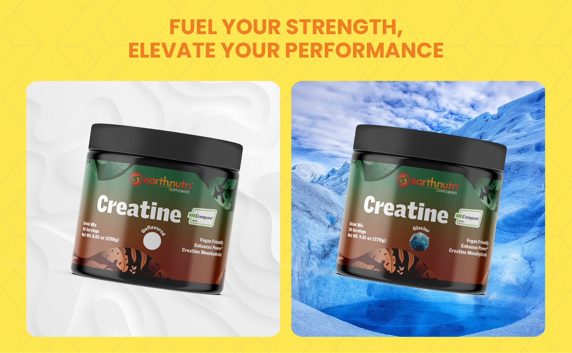 EarthNutri Creatine Monohydrate Powder - Micronized for Better Absorption - Supports Muscle Strength, Strength & Recovery (Powder - Unflavored)