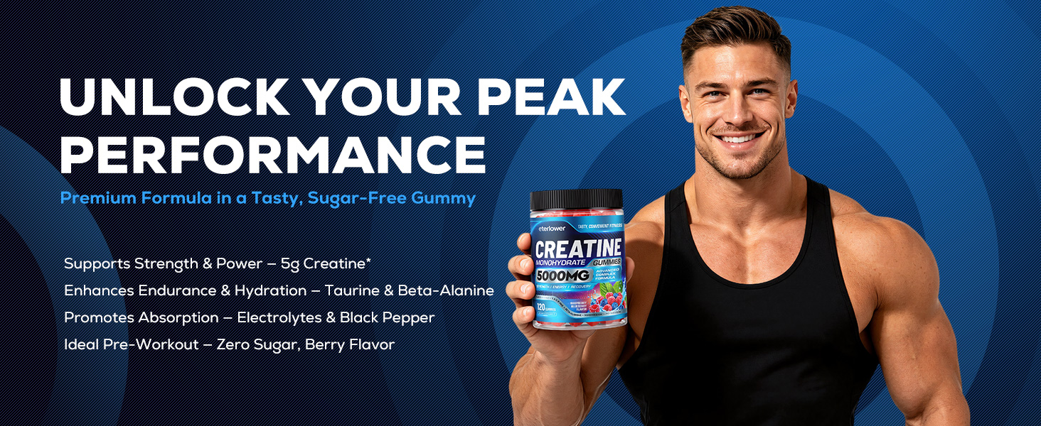 Creatine Gummies, 8-in-1 Complex with Taurine & Electrolytes