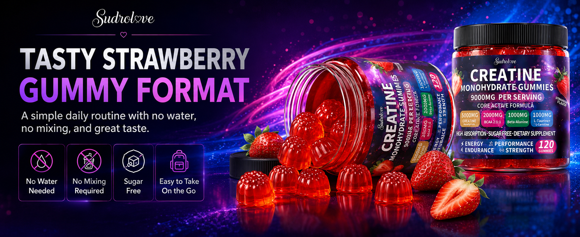 Creatine Monohydrate Gummies 5000mg for Women & Men,120 Count