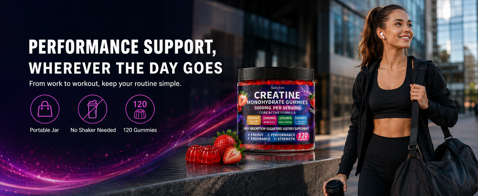 Creatine Monohydrate Gummies 5000mg for Women & Men,120 Count