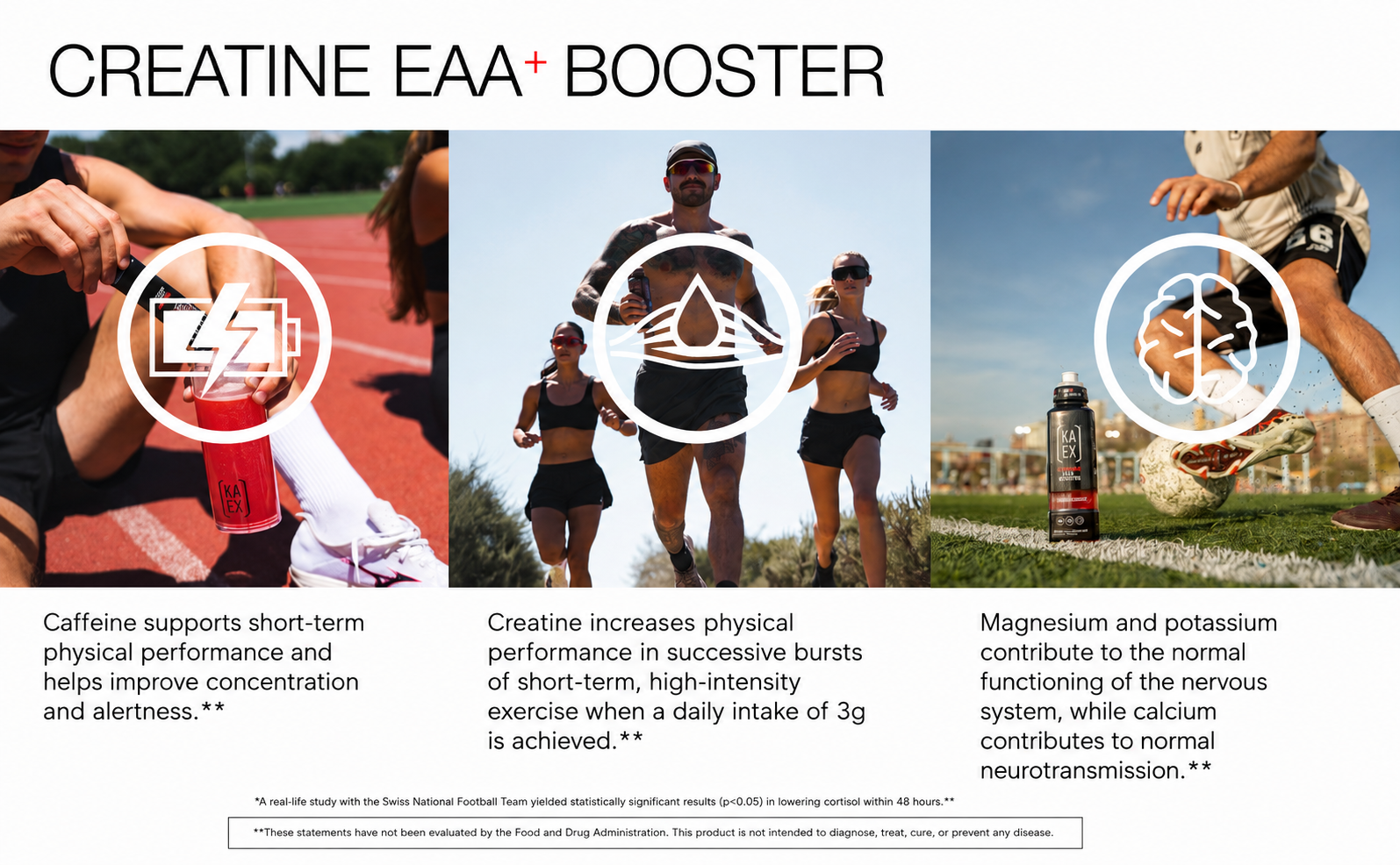KA EX Creatine EAA+ Booster, 3-in-1 Performance Drink 7 Pack
