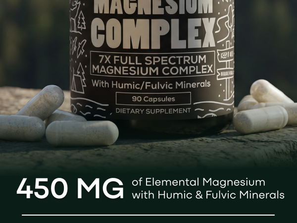 Wild Foods Magnesium Complex Supplement with 7X Forms, 90 Capsules | High Absorption, Full Spectrum, Easy Digestion | 500mg Glycinate, Bisglycinate, Malate, Orotate, Citrate, Taurate