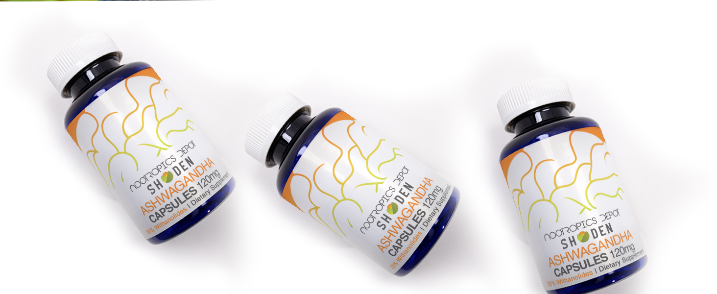 Nootropics Depot Shoden Ashwagandha Extract Capsules | 120mg | 30 Count | 35% Withanolides