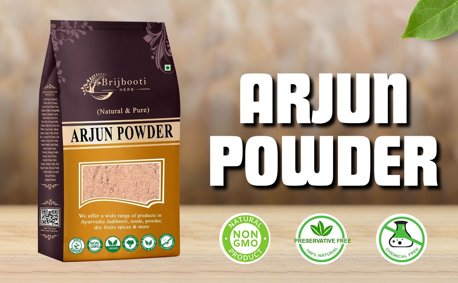 Brijbooti Arjun Ki Chaal Powder 500 Gr - Arjun Chal Tea - Organic Terminalia Arjuna Powder - Support Heart Health | FSSAI, GMP, ISO Certified