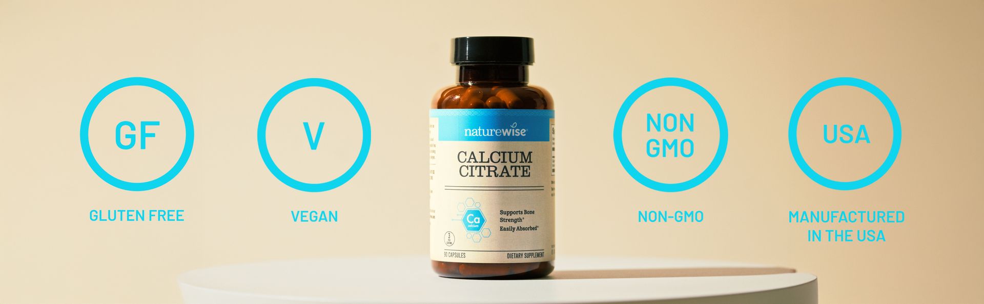 NatureWise Calcium Citrate 500mg Capsules - Supplement for Bone Health - Easy to Digest & Absorb - Vegan, Non-GMO, Gluten-Free - 90 Count[30-Day Supply]