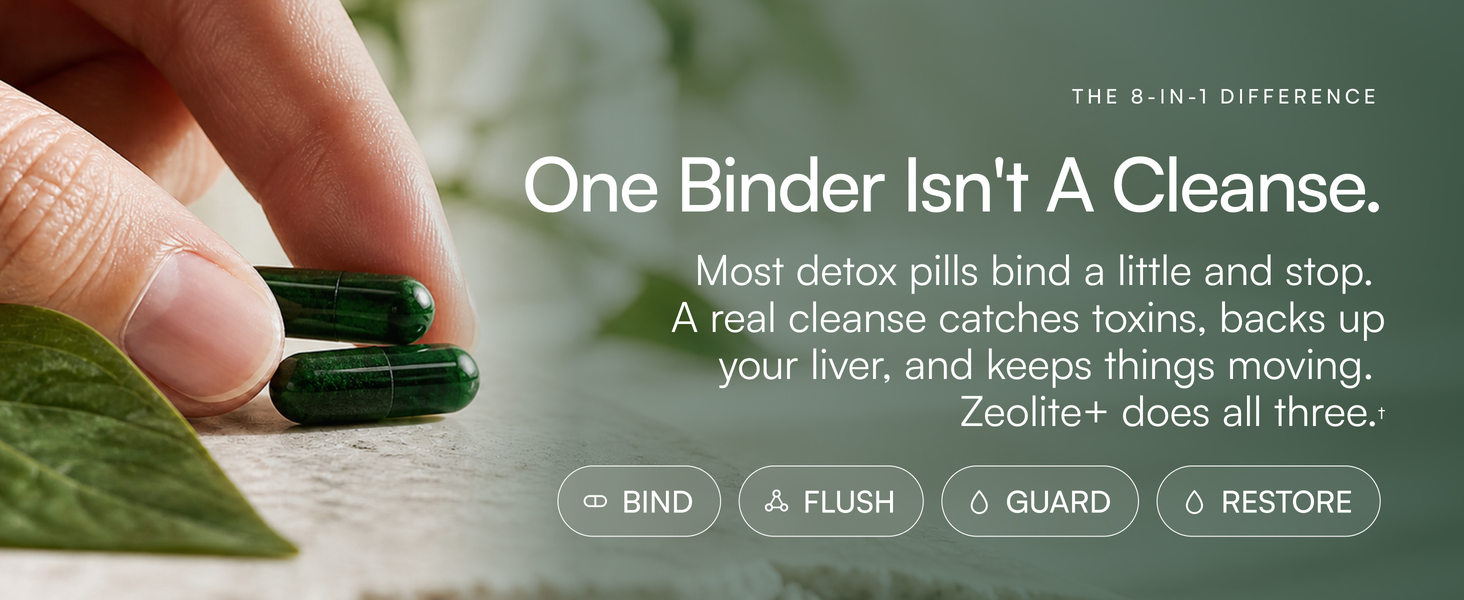 Zeolite Detox Binder 8-in-1 Clinoptilolite & Activated Charcoal, Aloe 60ct