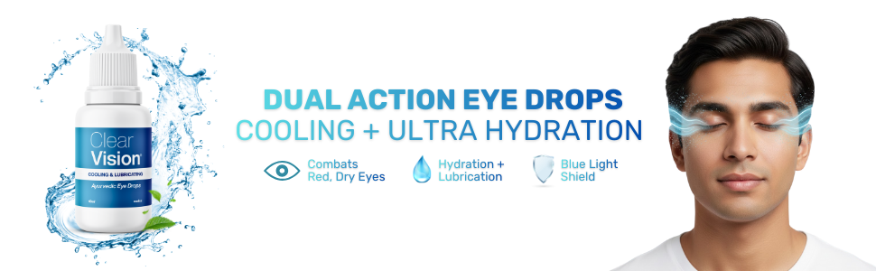 Clear Vision Eye Drop (Pack of 3) | Ayurvedic Formula | Daily Use Eye drops with Aloe Vera, Rose Water, Honey, Neem & Tulsi | 10ml