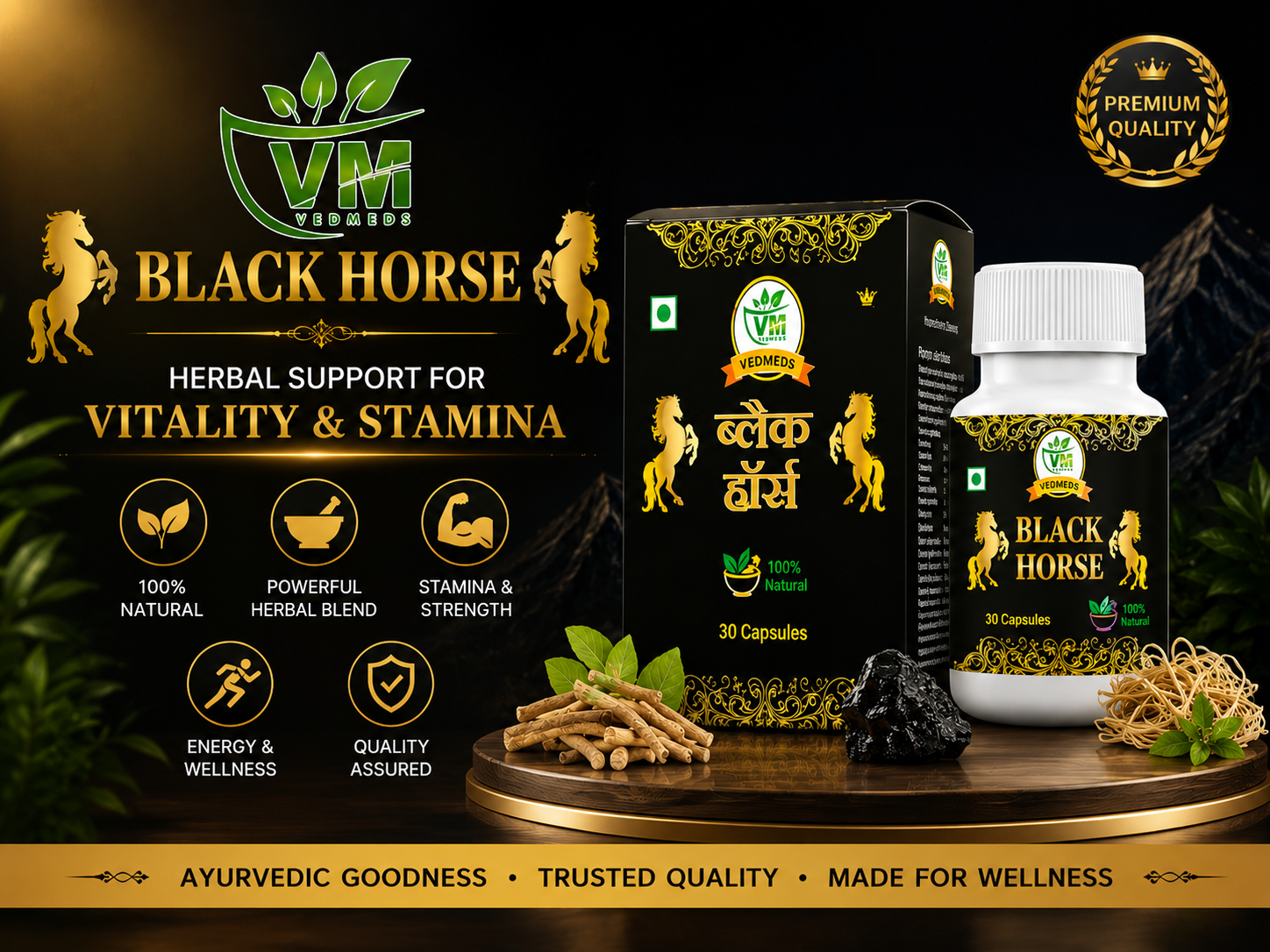 Black Horse Men Capsule - Energy stamina supplements for Man- 10 Capsules