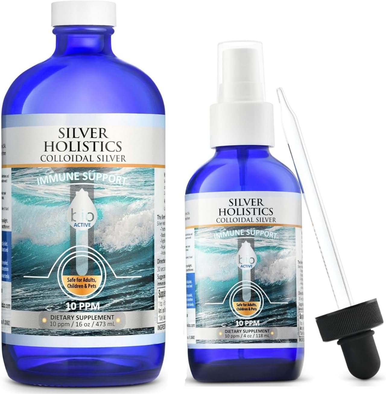 Colloidal Silver Liquid Spray | 10 PPM Ionic Silver | 4 oz Glass Bottle by Silver Holistics